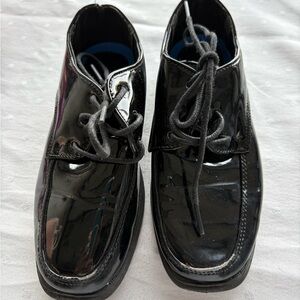 Tuxedo toddler boy shoes shiny black leather